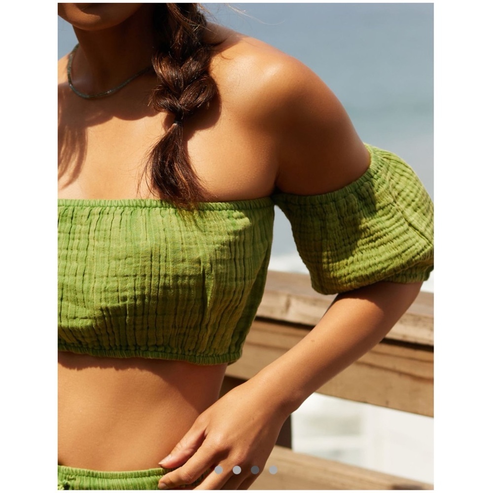 New by Anthropologie Skort Set Green Summer NWT ANTHRO 2 Piece Set Gauze - Picture 2 of 6